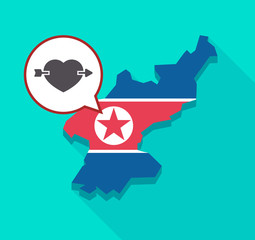 North Korea map with  a heart pierced by an arrow