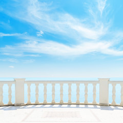 Fototapeta premium clouds and blue sky over white balcony