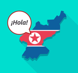 North Korea map with  the text Hello! in spanish language