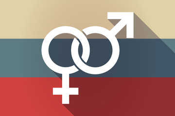 Fototapeta premium ong shadow Russia flag with an interlaced female an male sexual signs