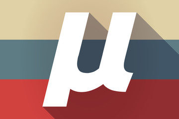 ong shadow Russia flag with  a micro sign, mu greek letter
