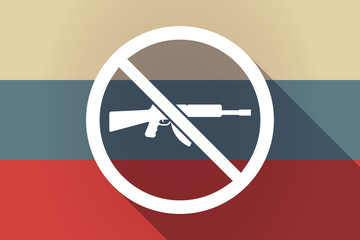 ong shadow Russia flag with  a rifle  in a not allowed signal