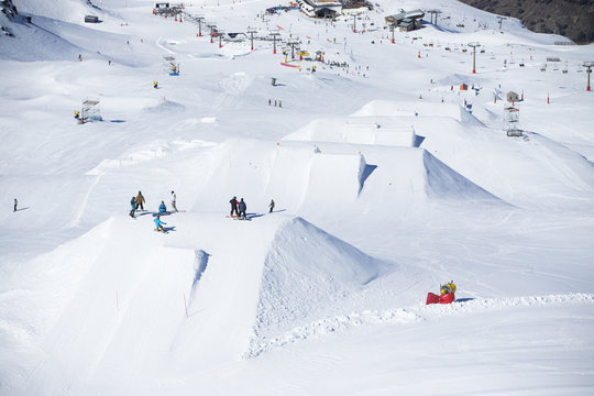 Snow park in ski resort