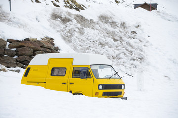Van buried in the snow