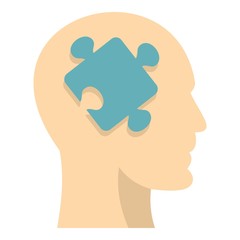 Head silhouette with jigsaw puzzle icon isolated