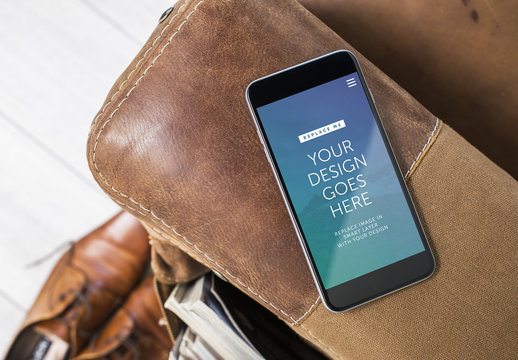 Top View Mockup of Smartphone on Couch 1