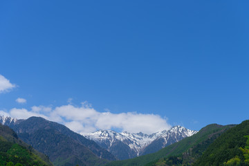 長野　残雪の中央アルプス