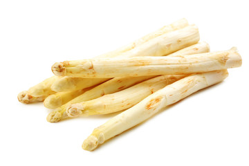 Fresh white asparagus isolated on a white