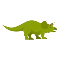 Green styracosaurus dinosaur icon isolated