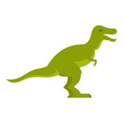 Green theropod dinosaur icon isolated