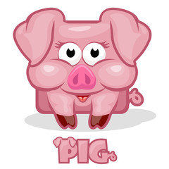 cute cartoon square pig