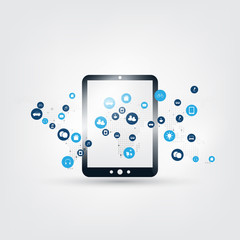 Internet of Things, Cloud Computing Design Concept with Icons - Digital Network Connections, Technology Background