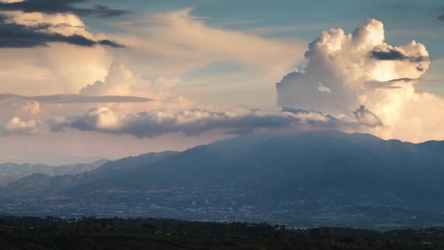 Sunset timelapse of the valley of the city of San Jose. Costa Rica