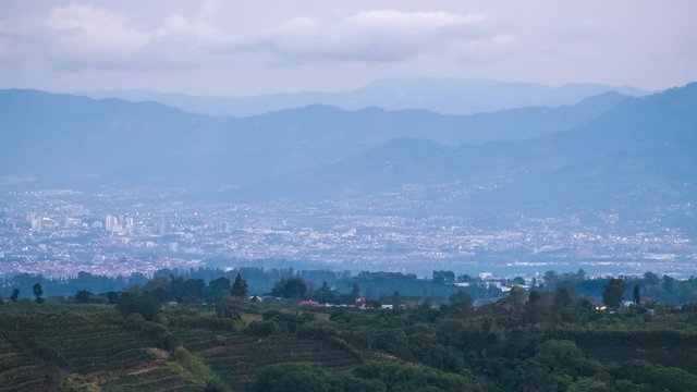 Day to night timelapse of the city of San Jose. Costa Rica
