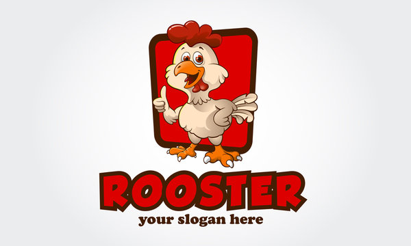 Rooster Logo Cartoon Character. Funny Cartoon Rooster chicken giving a thumbs up. Vector logo illustration