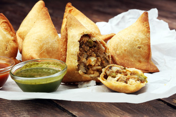 Indian special traditional street food punjabi samosa