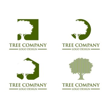 Green Tree Oak Logo Design Vector Template