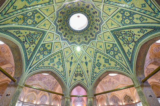 mosaic ceiling of Sultan Mir Ahmed Bathhouse in Kashan, Iran