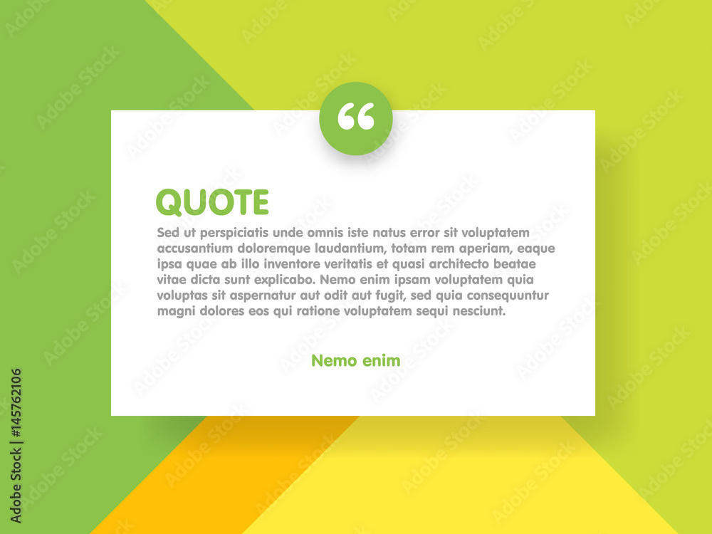 Poster material design style background and quote rectangle with sample text information vector illustratio