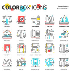 Color box icons, law illustrations, icons