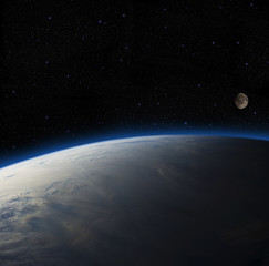 Naklejka na ściany i meble Earth overlooking the moon. Elements of this image furnished by NASA.