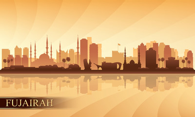 Naklejka premium Fujairah city skyline silhouette background