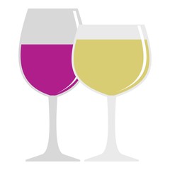 Glasses with red and white wine icon isolated