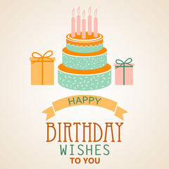 Birthday poster with cake and ribbon template