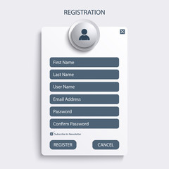 Register web screen with blue design template