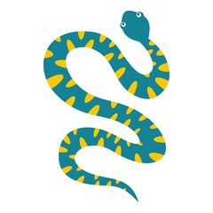 Blue snake with yellow spots icon isolated