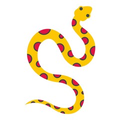 Naklejka premium Yellow snake with pink spots icon isolated