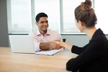 Business people shaking hands during meeting