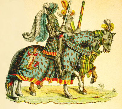 Two knights at the tournament, copy from "Tournament book" by Hans Burgkmair, XVI century