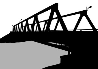 Modern metal bridge on a white background