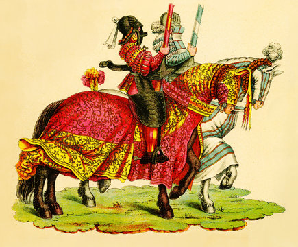 Two knights at the tournament, copy from "Tournament book" by Hans Burgkmair, XVI century