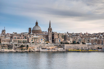 Obraz premium Valletta seafront skyline view, Malta
