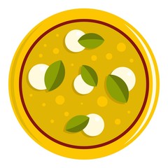 Pizza with cheese and basil icon isolated