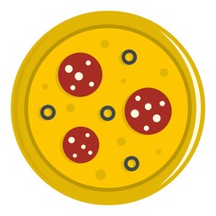 Pizza with sausage and olives icon isolated