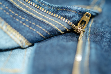 Jean with gold zipper. selected focus.