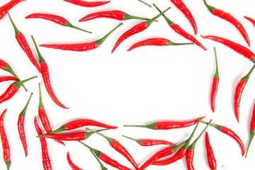 red chili pepper on white background with copy space