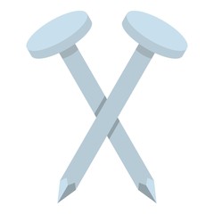 Two metal nails icon isolated