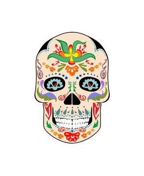 Mexican vintage skull with flowers print