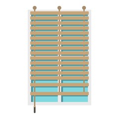 Window with wooden jalousie icon isolated