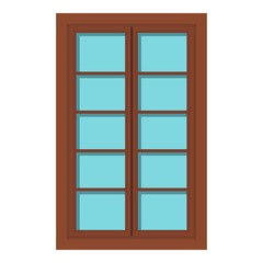 Wooden brown latticed window icon isolated