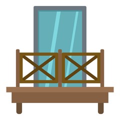 Balcony with wooden fence icon isolated
