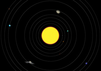 Solar system vector illustration on black background