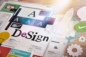 Design concept for graphic designers and design agencies services. Concept for web banners,...