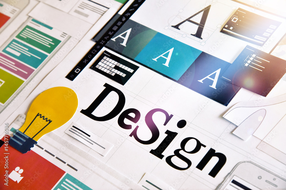 Wall mural graphic design. concept for different categories of design such as graphic and web design, logo, sta