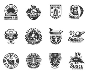 Set of vector icons of space. Elements of design, badges, logo and emblem on a white background. The concept of space travel © vectorpocket