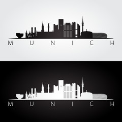 Fototapeta premium Munich skyline and landmarks silhouette